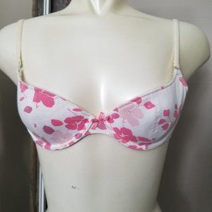 La Senza White Bra With Pink Flowers